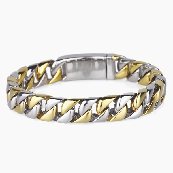 

2015 fashion masculine jewelry gold color surgical titanium stainless steel bracelets for men