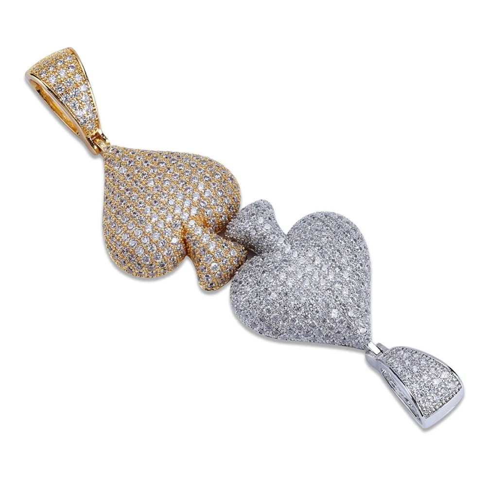 TOPGRILLZ хип хоп покер сердце ожерелье и кулон с 4 мм теннисная Цепочка Золото Серебро Цвет Iced Out кубический циркон мужские ювелирные изделия подарки