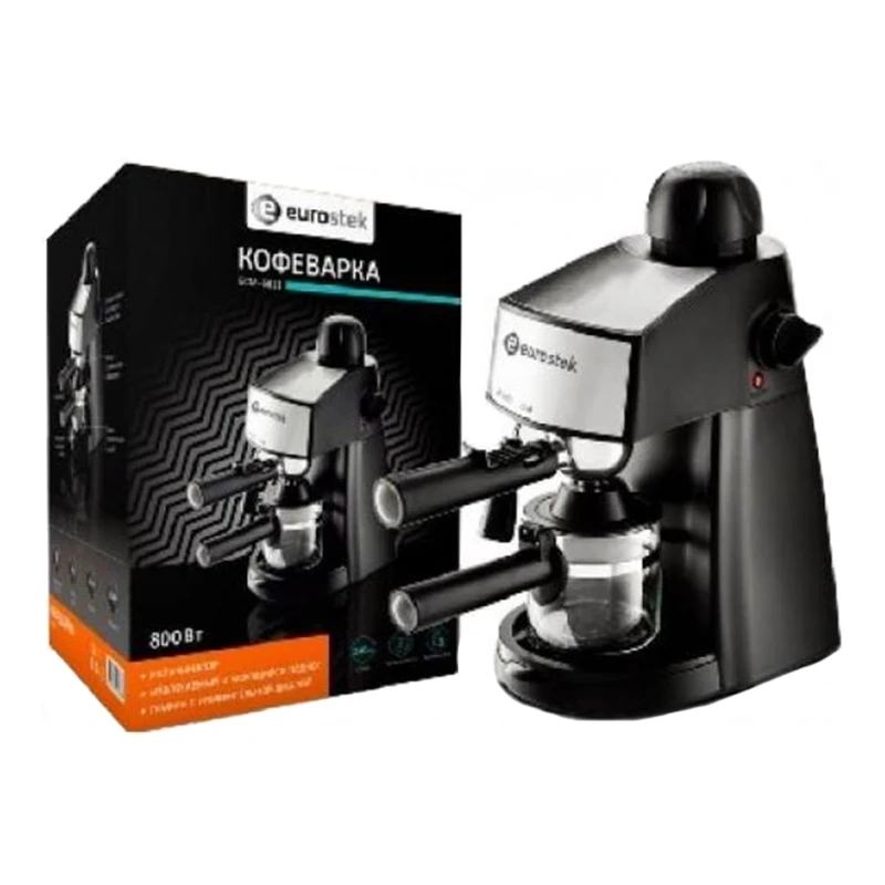 Кофеварка Eurostek ECM-6811 (Мощность 800 Вт, емкость 240 мл, капельная, индикатор уровня воды, приготовление молочной пенки, съёмный поднос)