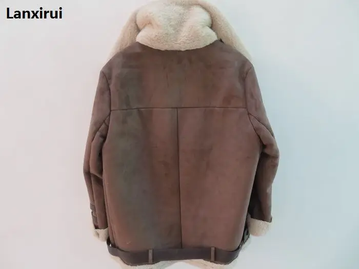 Зимняя высококачественная Женская куртка из замши и овечьей шерсти, теплое шерстяное пальто, мотоциклетное пальто с лацканами, Женская Толстая куртка для женщин