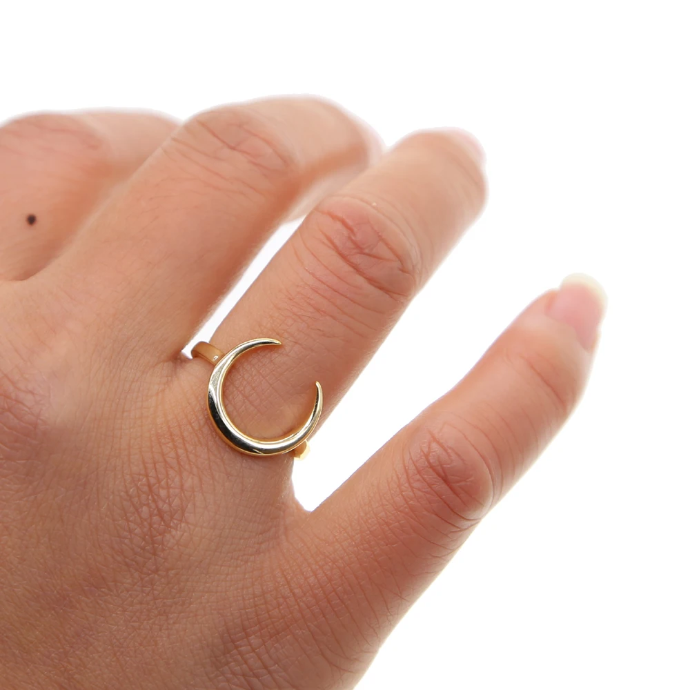 Позолоченное кольцо с лунным рогом наивысшего качества изысканное кольцо для женщин подарок без камня Простые Ювелирные изделия в стиле минимализма