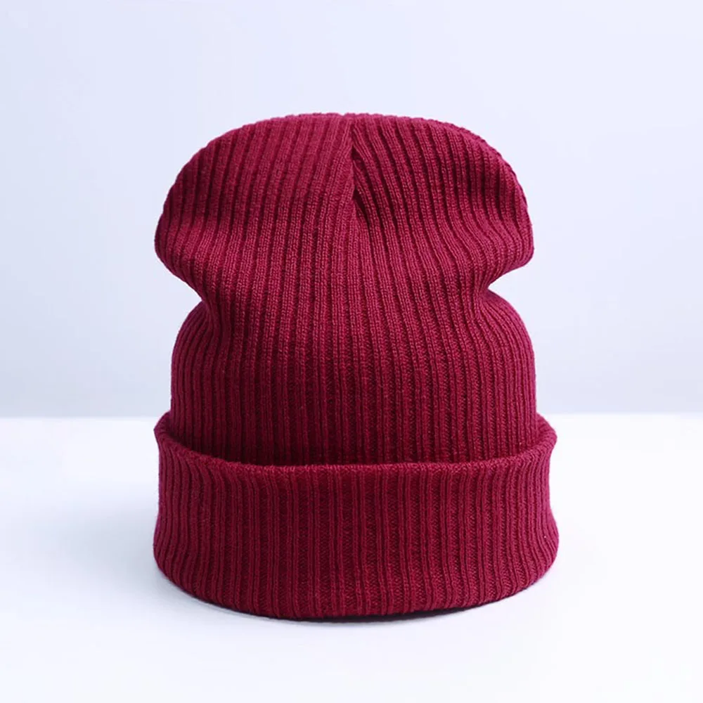 REAKIDS зимние шапочки Skullies, вязаная шапочка для малыша, Детские шапочки для девочек и мальчиков, теплая одноцветная шапка для детей, шапка бини - Цвет: H