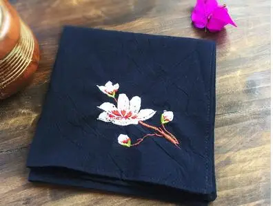  Magnolia flower embroidery cotton double layer handkerchief student couple gift embroidered name co