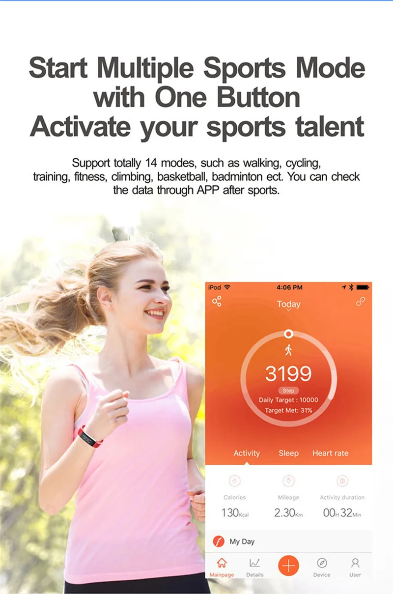 Fashion Smart Watch Dynamic Heart Rate Monitor Multiple Sport Pedometer for iOS Android Breathe Guide Remote Camera APP Download (13)
