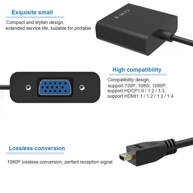 Micro HDMI вход на VGA выход Mini HDMI Мужской адаптер на VGA Женский конвертер кабель для PS3 PS4 xbox 360 tv HD tv Andorid tv Box