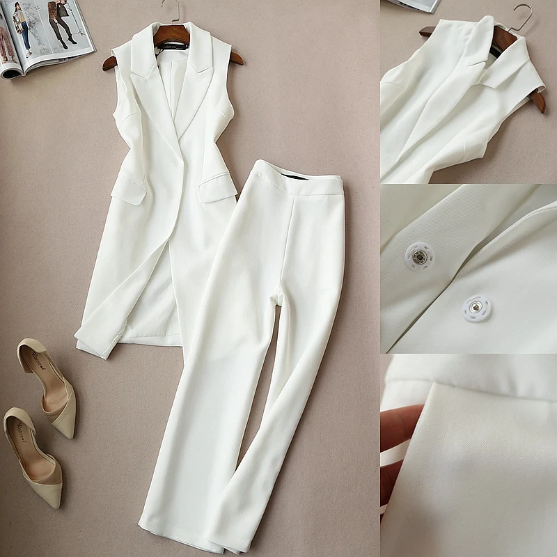 

Trailblazer suit Spring and Autumn NewSuit Two Sets Tide Long Vest Jacket Wide Leg Pants Set Nine Pants Female 2 Piece Set Women
