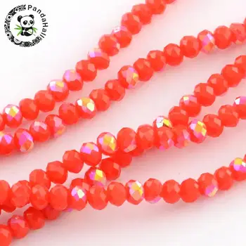 

10x7mm Half AB Color Plated Faceted Electroplate Solid Color Glass Abacus Bead Strands,Hole: 1mm;10Strands/lot