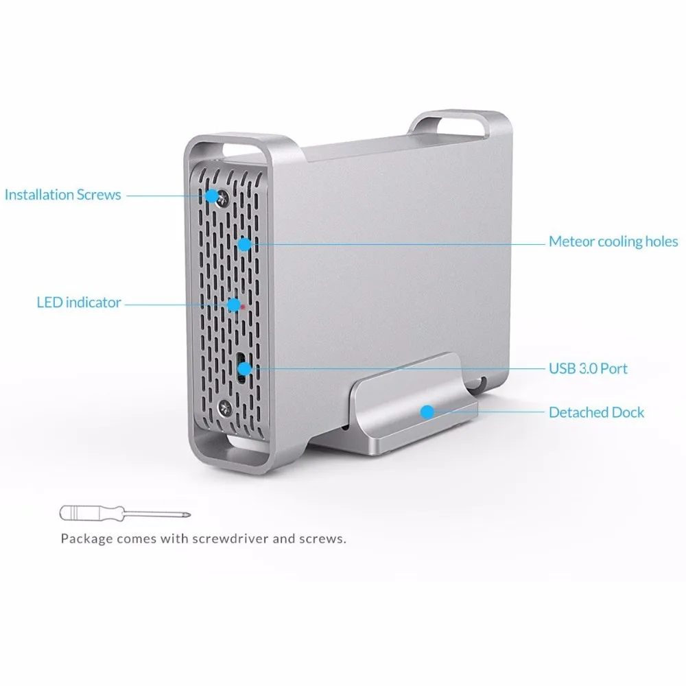 Silver Yottamaster Aluminum USB3.1 Type-C Hard Drive Enclosure 5Gbps for 3.5 SATA HDD Support UASP /& 10TB