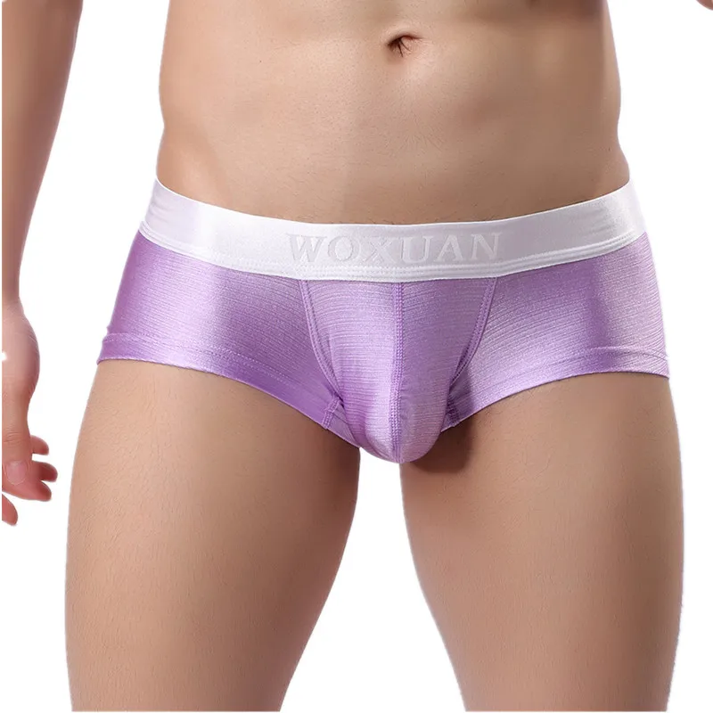 WOXUAN, Брендовые мужские сексуальные шелковые трусы, мини боксеры, шорты, нижнее белье для геев, мужские трусы с мешочком, трусы, трусы