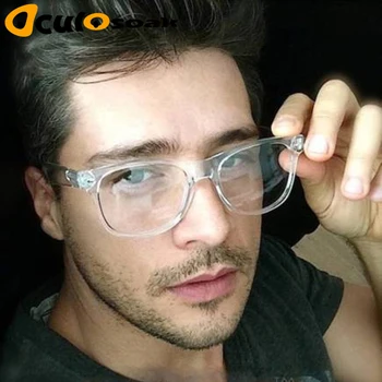 

2020 Retro Men's Transparent Glasses Clear Lenses PC Comotuer Square Eyeglasses Frames For Women Reading Eyewear Male Spectacle