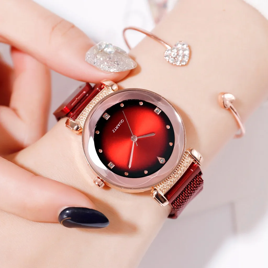 

Simple Diamond Dial Mesh Belt Quartz Watch Magnetic Buckle Ladies Watch women watches gifts Party decoration gifts dress watch