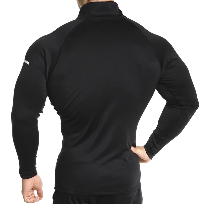 Новая модная мужская эластичная Футболка однотонная водолазка высокий эластичный длинный рукав футболки мужские тонкие повседневные мужские футболки