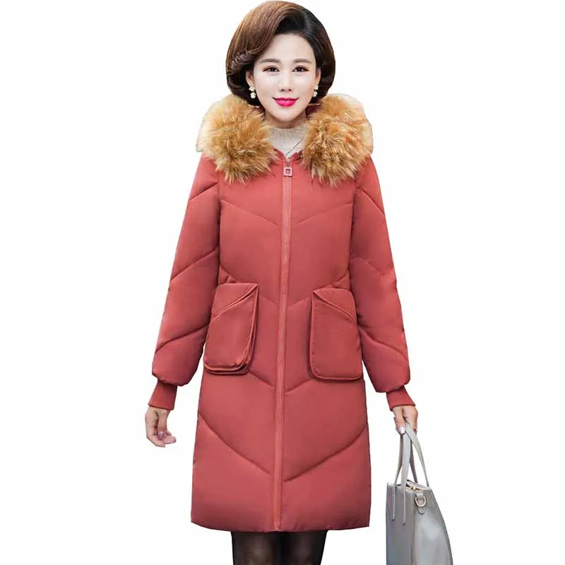 

2019 winter parkas women Thicken Hooded long outerwear middle aged female Cotton-padded jacket Plus size down cotton coats G515