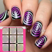 1 Sheet Laser Silver Nail Vinyls Nail Art Stencils Stickers Tip Decals Circle Swirl Hollow Round Whirl
