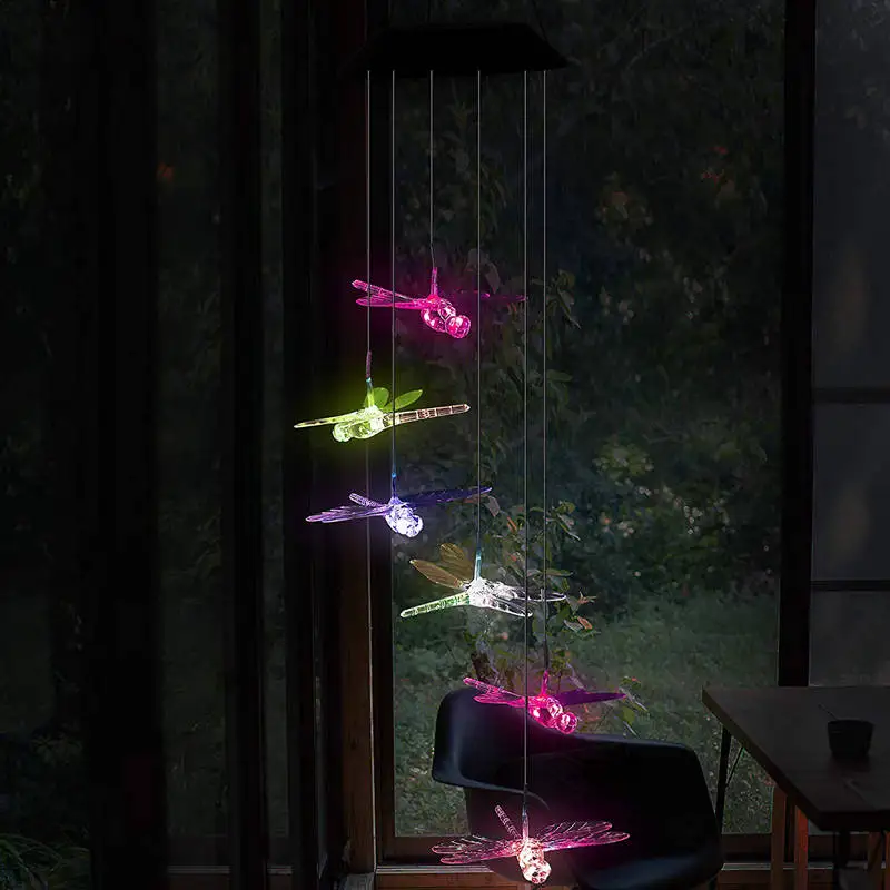 Color Changing Dragonfly Solar Wind Chime Light 3
