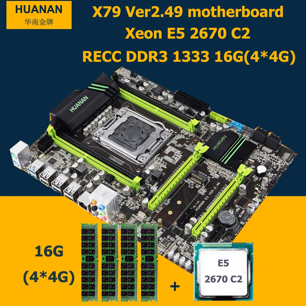 اللوحة حزمة هوانان تشى خصم X79 اللوحة مع M.2 فتحة وحدة المعالجة المركزية إنتل زيون E5 2670 C2 2.6 GHz RAM (4*4G) 16G DDR3 RECC