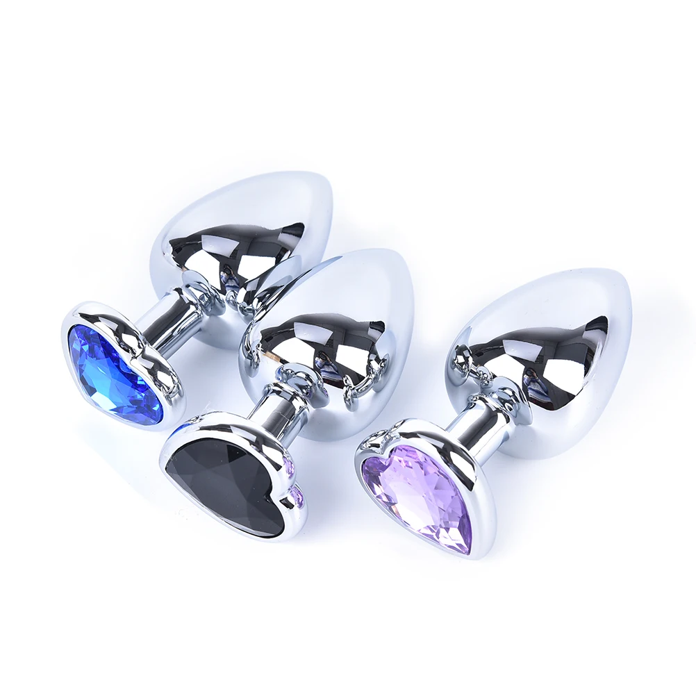 

Big size Stainless Steel Metal Butt Plug Toys Heart Shape Crystal Jewelry Metal Butt Plug Gift Valentine's Day party 90*40mm