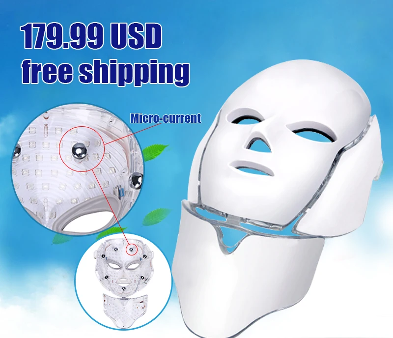 

Smart system Led light therapy mask Seven colors photon led LED facial neck mask for home use