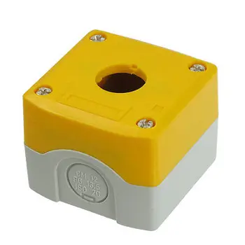

Yellow Gray Plastic 1 Push Button Switch Control Station Box Case