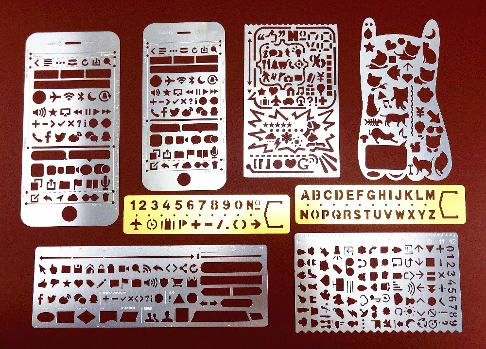 8 шт. Рисование граффити полые буквы цифровой номер веб интерфейс/IOS Шаблон
