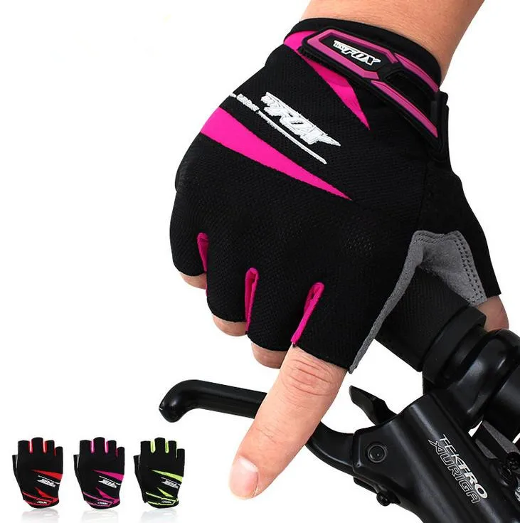 BATFOX, унисекс, летние велосипедные перчатки, половина пальцев, противоскользящие, дорожные, Mtb, велосипедные перчатки, дышащие, противоударные перчатки для езды на спортивном велосипеде - Цвет: Розовый