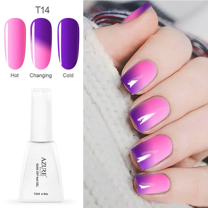 Лазурный Гель-лак для ногтей с эффектом Хамелеона, 12 мл, термо-гель для ногтей, меняющий цвет - Цвет: T14