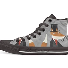 Джентльмен лиса дизайн дышащая Повседневная Высокая Топ на шнуровке холщовая обувь кеды для Прямая