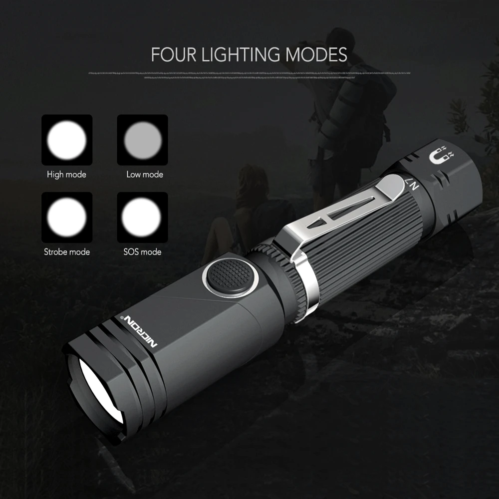 US $13.72 NICRON Dual Fuel Corner Led Flashlight Handfree Waterproof Magnetic Tactical Flashlight Mini LED Torch Light For Outdoor Camp N7