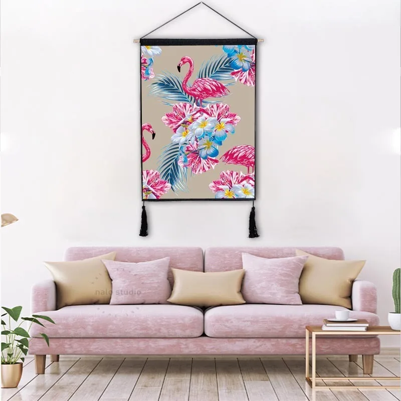 Последняя полиэфирная Жилая комнатная настенная тканевая метр коробка декоративная живопись Фламинго Ткань Гобелен