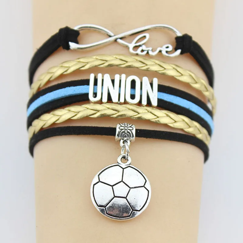 10 Pieces Lot Infinity Love Union Bracelets Soccer Charm Handmade 10 Pieces Lot Infinity Love Union Bracelets Soccer Charm Handmade Rope Leather Weave Bangles For Women Men Jewelry Custom In Chain Link From