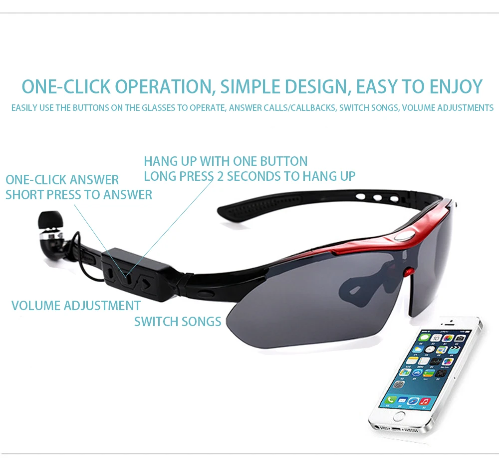 Умные беспроводные велосипедные очки Bluetooth 4,1, пригодные для носки, свободные руки, для телефона, велосипеда, UV400, поляризованные солнцезащитные очки, Сменные линзы для близорукости