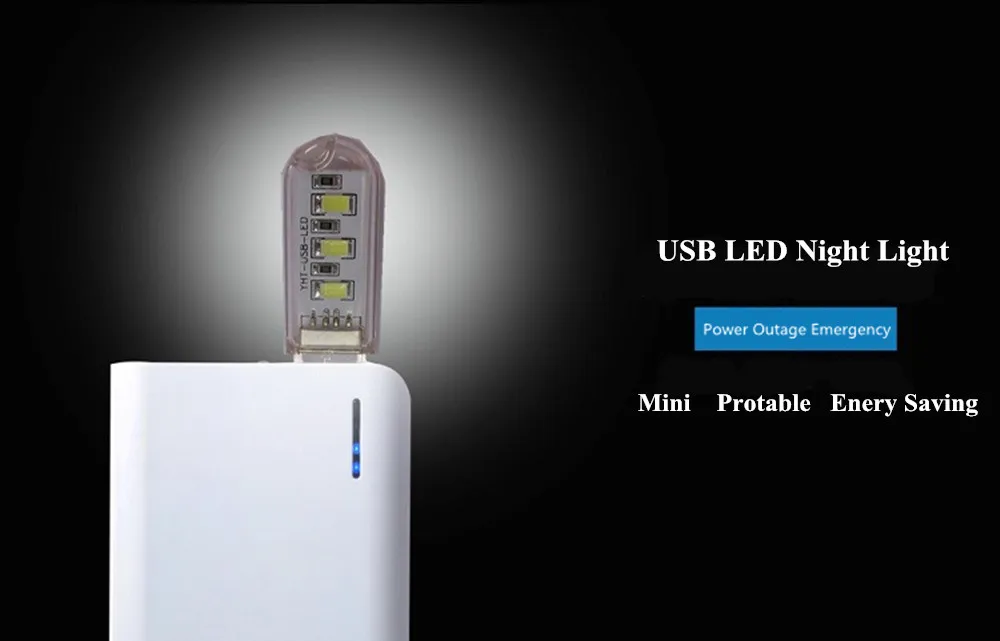 SuperNight Mini 3LEDs 8LEDs USB LED Night Light Protable Travel Camping Power Bank Bulb Computer PC Table Lamp for Children Gift (4)