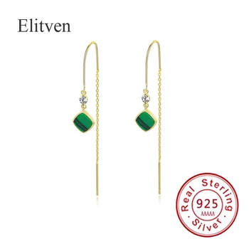 

Elitven Square Turquoise Threader Tassel Drop Earrings for Women 925 Sterling Silver earrings Jewelry korean earrings 2019