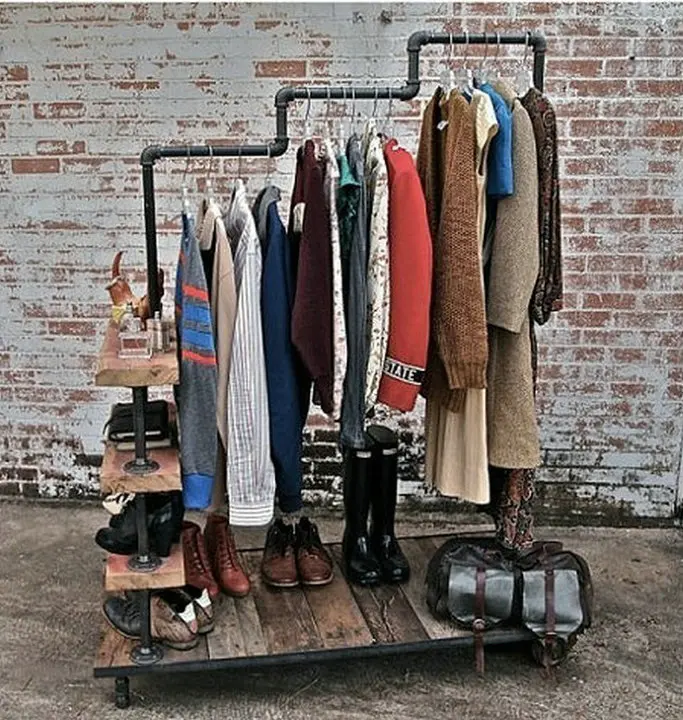 Кантри стиль вешалка для одежды промышленный Лофт трубы деревянный стеллаж для одежды Многофункциональный стеллаж для хранения одежды/вешалка для одежды полка