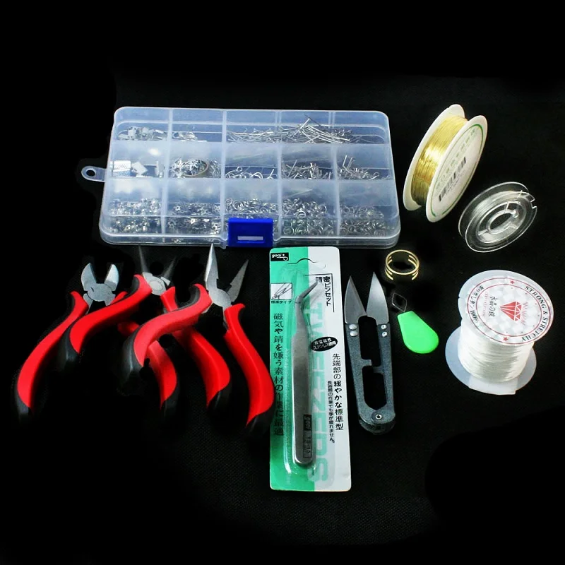 

New 1 SET Jewelry Findings Tools Beads Cap/Findings/Pliers/Pins/Jump Rings/Thread/Earring/Clasp Kit Fit DIY Jewelry Making Tools