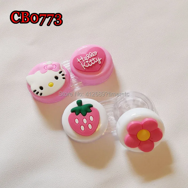 

CB0773 strawberry flower and kt deco colorful contact lens case