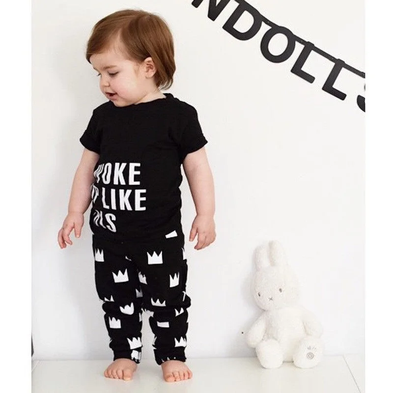 

2019 summer baby boy clothes Long sleeve Top + pants 2pcs sport suit baby girl clothing set newborn infant clothing toddler suit