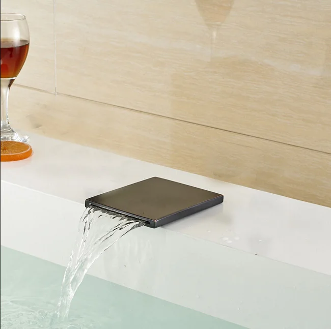 Free Shipping Bathtub Basin Waterfall Faucet Spout Bathroom Taps Without Switch Oil rubbed Bronze