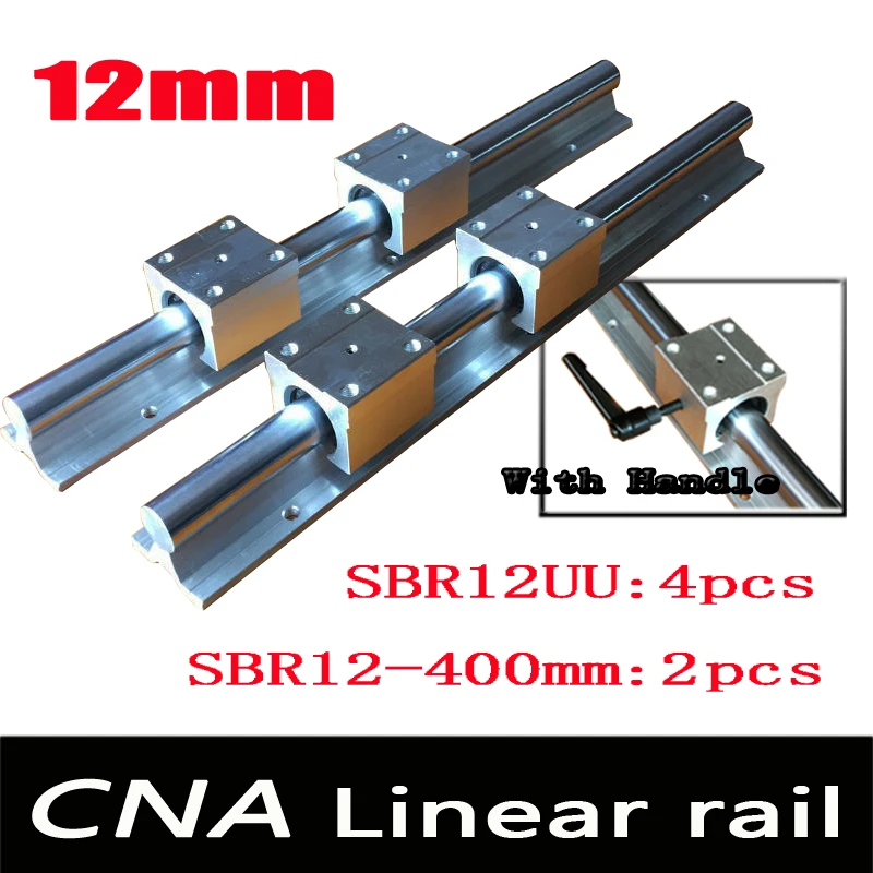 12mm linear rail SBR12 L 400mm support rails 2 pcs + 4 pcs SBR12UU blocks for CNC for 12mm