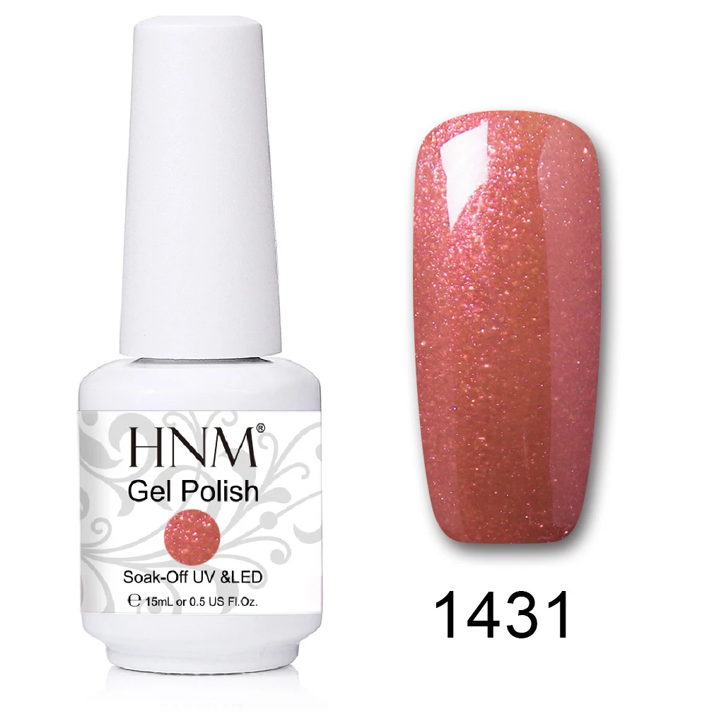 HNM 241 Colors 15ml Pure Glitter UV Gel Nail Polish Soak Off Primer LED Lamp GelLak Hybrid Varnish For Nails Art Enamel Lacquer - Цвет: 1431