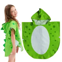 Детское банное полотенце, халат, детское пляжное пончо с капюшоном, накидка для бассейна, с рисунком динозавра, очень мягкое