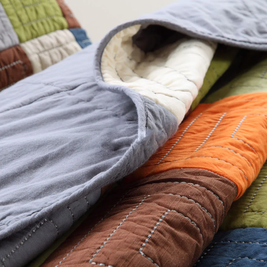 Summer Quilt Set CHAUSUB Plaid Cotton Quilt Set 3PCS Bedspread King Size 240*260cm Thick Blanket for Bed Summer