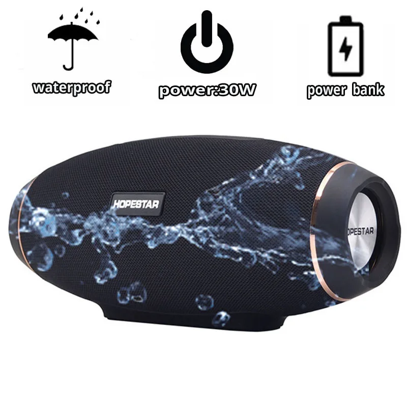 

H20 Wireless portable Bluetooth 4.2 Speaker 30W Waterproof Outdoor Soundbar Boom Box for Computer with Power Bank USB AUX Mobile