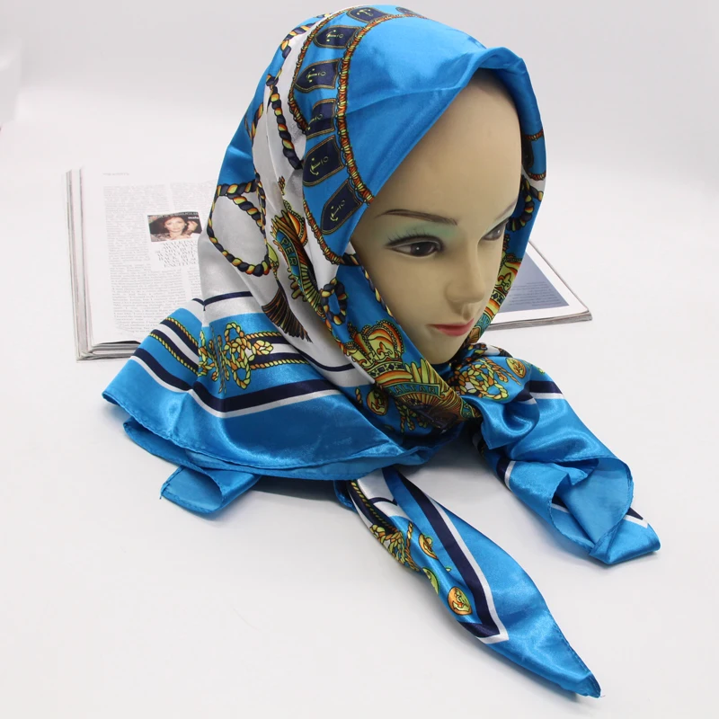 

New designer printing summer polyester squre scarf kerchief women hijab foulard neckwear bag tie Foulard Bandana 90cm LL181141