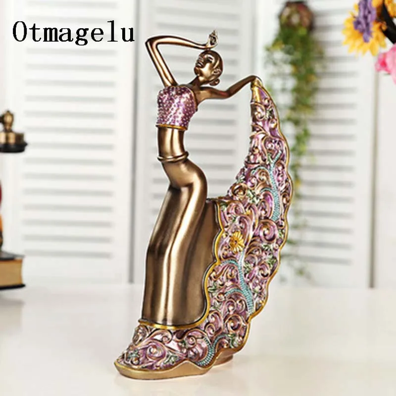 Resin Crafts Dancing Girl Wedding Decoration Figurines Miniatures Ornament Vintage Home Decor Accessories Valentines Day Gifts