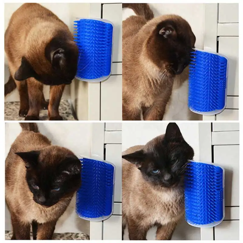 Игрушка для кошек угловая щетка для домашних животных расческа для игр пластиковая щетина для царапин Арка Массажер для самостоятельного ухода за кошкой скребок
