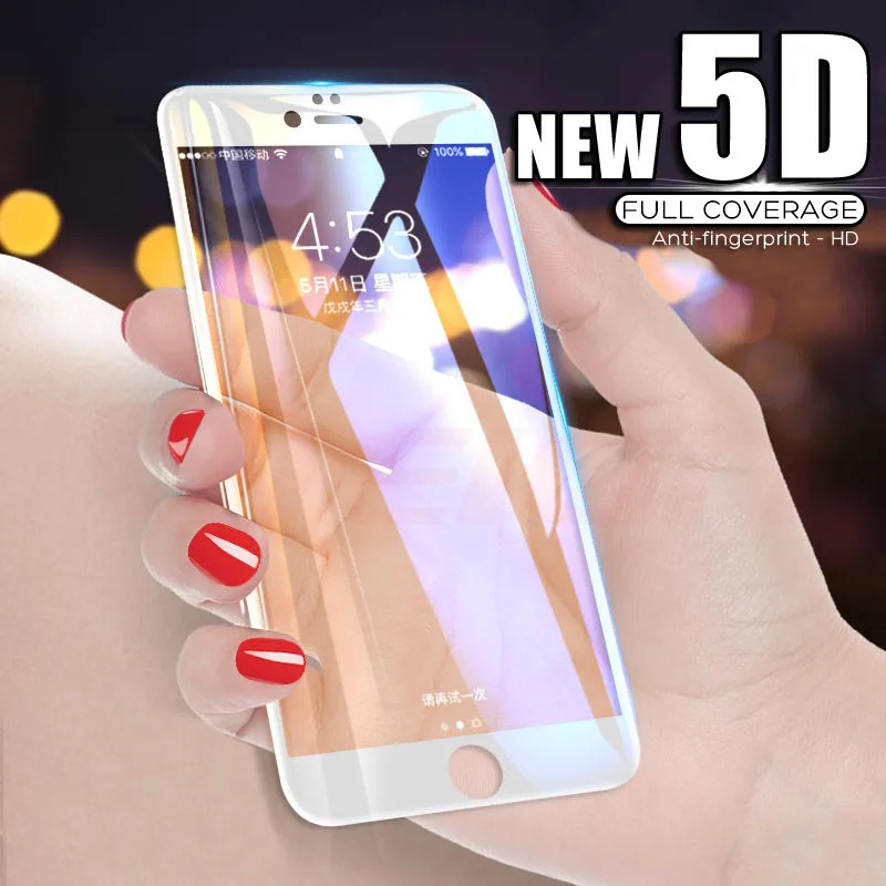 Kopen 5D Gehard Glas Voor iPhone 6 Screen Protector 6 s 8 Plus X Telefoon Beschermende Protector Op De Voor iPhone 7 Plus X Gehard Glas