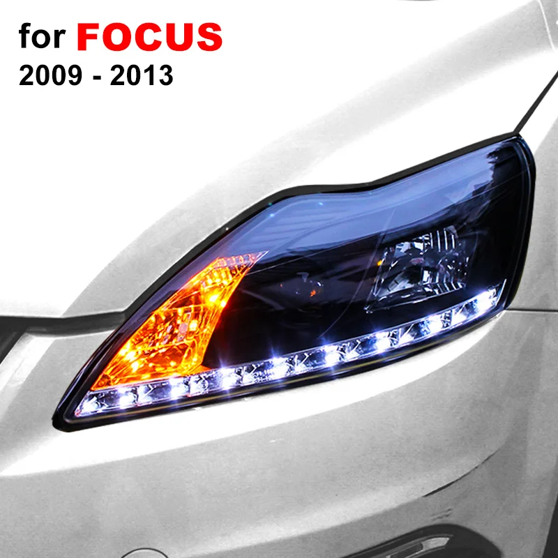 Головной светильник в сборе для Ford Focus 2009 2010 2011 2012 2013 левый и правый с светодиодный DRL бег светильник и желтый Поворотная сигнальная лампа светильник