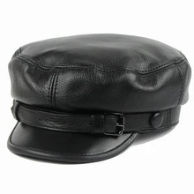 Мотоциклетная Кепка из воловьей кожи, военная Кепка для мужчин и женщин, осенне-зимняя крутая Кепка для мотоцикла Harley, локомотив, 55-60 см, черный цвет