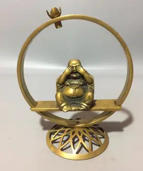 

Collect exquisite brass handicraft Maitreya Buddha Backflow Incense burner